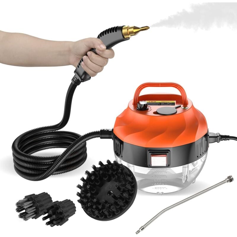 Ej.life - 1500W Nettoyeur Vapeur , Nettoyeur Vapeur à Main, avec 3 Têtes de Brosse Réglables sur 6 Niveaux, 10S Chauffage Rapide Nettoyeur Vapeur