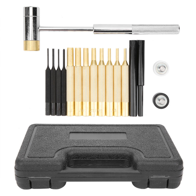 Ej.life - 17 pièces Kit de poinçon, outils de poinçonnage, fabriqué en matériau solide, y compris poinçon en acier et marteau, idéal pour l'entretien