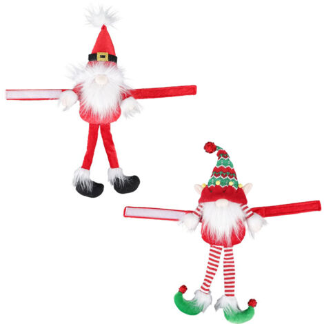 Ej.Life 2 Stück Weihnachtsvorhang mit Schnalle, langer Hut, kreativer Cartoon, alter Mann, Elch, Elf, Umarmung, Vorhang, Weihnachtsfeier, Lieferungen