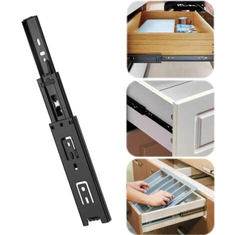 Ej.Life 2 stücke Mini Schubladen Dias Vollauszug Möbel Führungsschiene 3 Abschnitt Kugellager Teleskop Schubladen Dias Küchenschrank Kleiderschrank Gleitschiene(8in) A