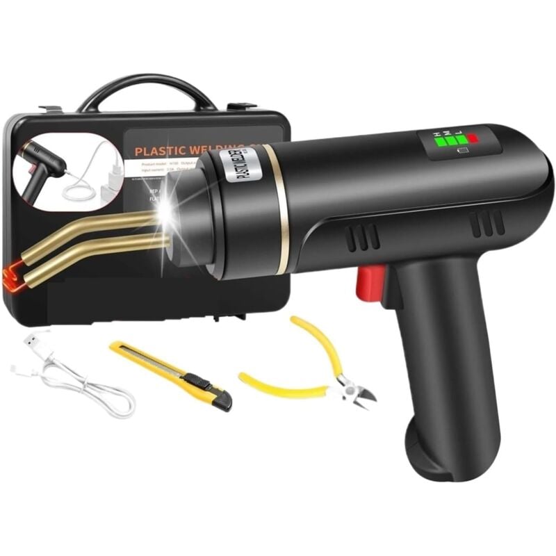 Ej.life - 200W Soudure Plastique, Soudeuse avec 200Pcs 4 Types Agrafes, Sans fil Kit de Réparation de Pare-chocs de Voiture, Facturable Soudeur