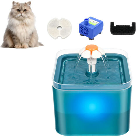 Ej.Life 2L Ultra Leiser Katzenwasserbrunnen, Brunnen mit LED-Licht, Mehrfachfiltration, Bereitstellung von fließendem Wasser, Drei Wasserflussmodi,Blau
