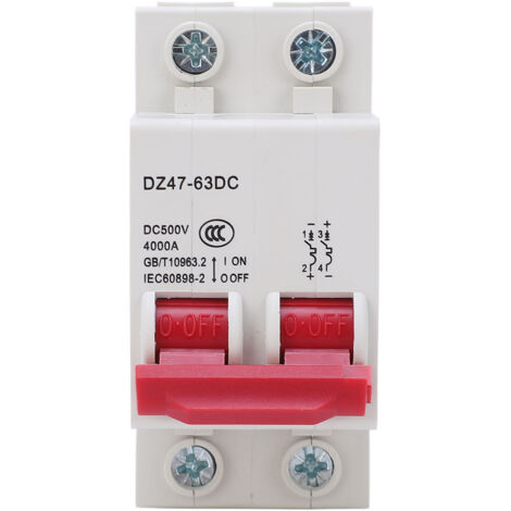 Ej.Life 2P Photovoltaik-Gleichstrom-Leistungsschalter, Luft-Leistungsschalter, Miniatur-Luft-Leistungsschalter für Gleichstrom-Stromkreisschutz, 500 V (63A)