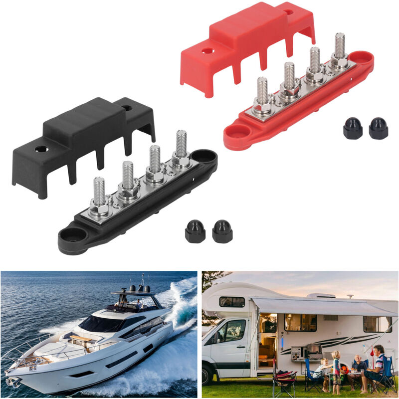 Ej.life - 2pcs Bloc de Distribution 48V M8 250A, Bloc de Connexion de Batterie , BusBar Box pour Voiture rv Boat Yacht
