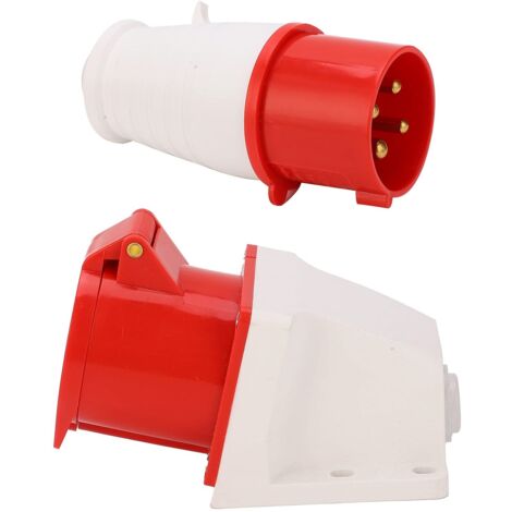 Ej.Life 3-Phasen-Industriestecker, Wasserdichte Steckdose für den Außenbereich, 32 A AC380 V-415 V, ABS-Material für Industrie, Landwirtschaft, Chemieanlagen [1 Set] A