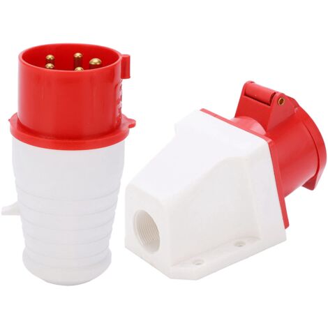 Ej.Life 3-Phasen-Stecker und Buchse 16A 5Pin Industriestecker Oberflächenmontage Buchse 3-Phasen-IP44 Wasserdicht 220380V/240415V 3P+N+E Stecker und Buchse