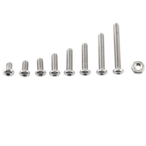 Ej.Life 300pcs M2.5 A2 Edelstahl Sechskantschraube Schraube mit Sechskantmuttern Sortiment, Vollgewinde, Normallack(Typ B: Knopfkopf)