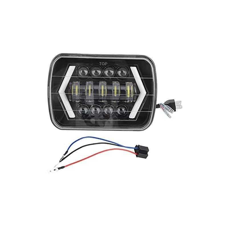 Ej.life - 300W 7 Pouces led Phare de Voiture en Aluminium Shell Carré Lampe Avant led Phare de Voiture Convient pour J-e-e-p W-Rangler, yj 1987-1995,