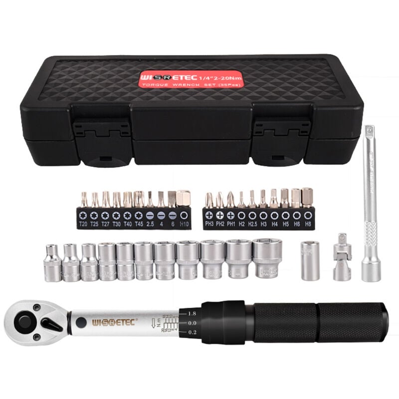 Ej.Life 35 pcs 1/4 Pouce Jeu de Douilles Outil de Reparation de Voiture Outils de Cle combinee dynamometrique a cliquet Reparation Automobile