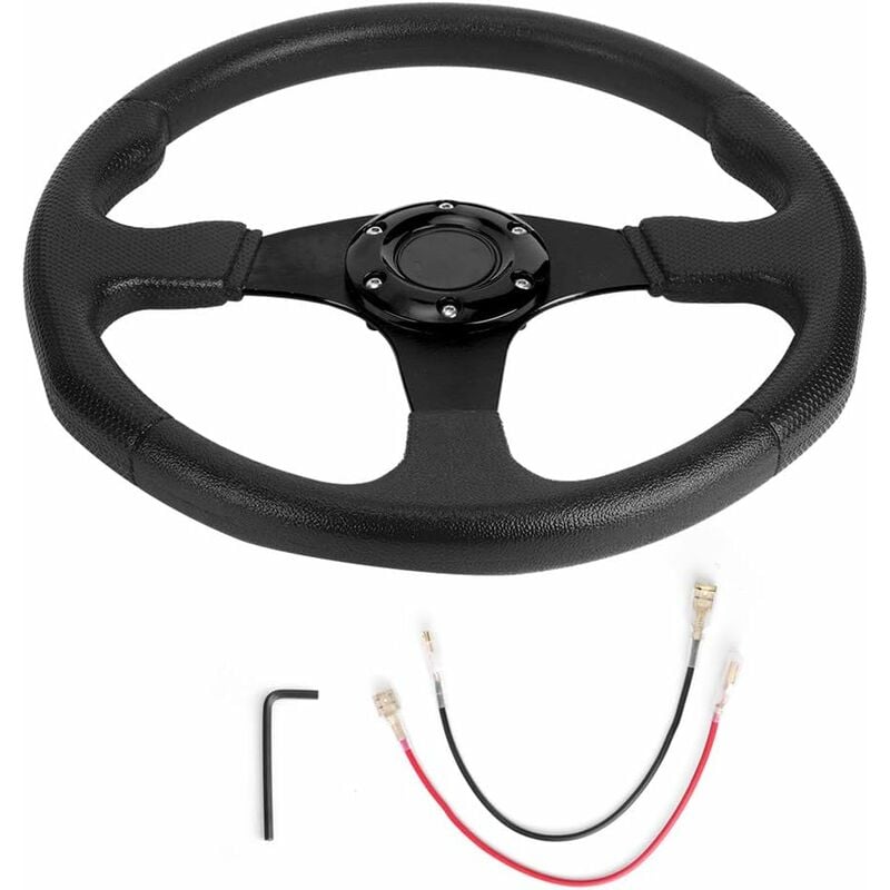 Ej.life - Volant de Sport de voiture de course de 350mm/14in plat profond 6 boulons direction de course modifiée universelle(Noir)