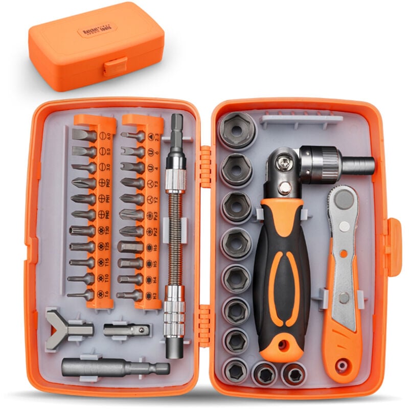 38 en 1 Ensemble Complet D'outils de Réparation de Maisons, Boite à Cliquet Tournevis Multifonction, Coffret Tournevis Cle a Cliquet Coffret, pour