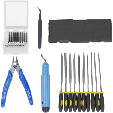 Ej.Life 3D-Druck-Zubehör 3D-Drucker-Werkzeugsatz Entgraten Trimmen Datei Modell Schnitzmesser Pinzette Zangen-Set für 3D-Druck 3D-Drucker-Zubehör