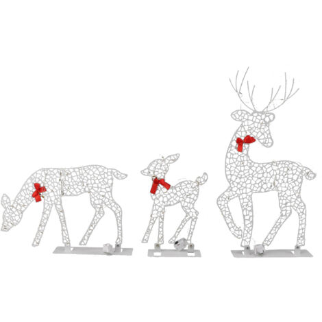 Ej.Life 3er-Pack leuchtende Hirsch-Weihnachtsornamente, warmweißes Licht, Rentierfamilie aus Eisen, Tischdekoration für den Innen- und Außenbereich -01