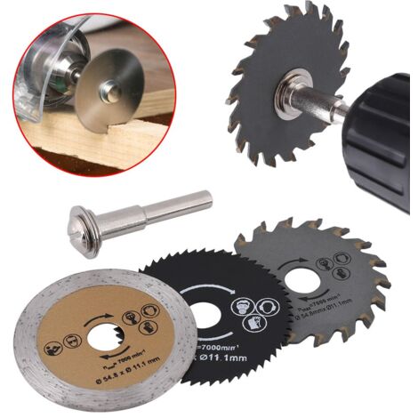Ej.Life 3pcs 54.8mm HSS Mini kreisförmige Sägeblatt Schneiden Scheiben Kit Rotary Tool mit Dorn
