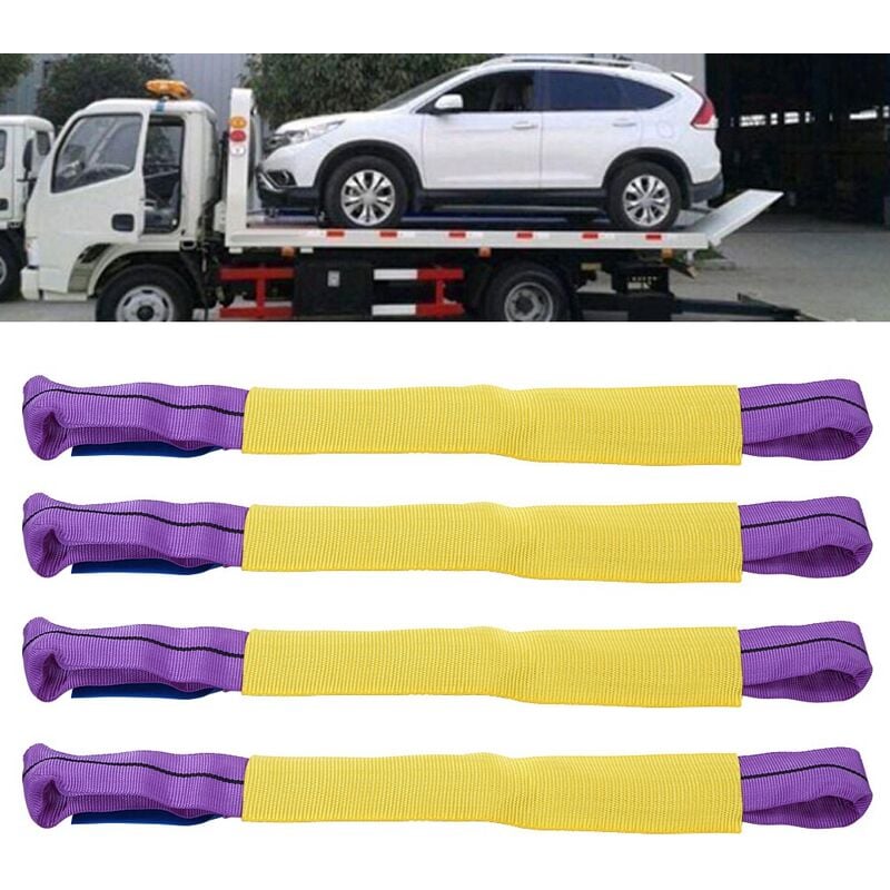 Ej.life - 4 pièces de récupération de roue en alliage sangles de fixation remorque transporteur jaune/violet