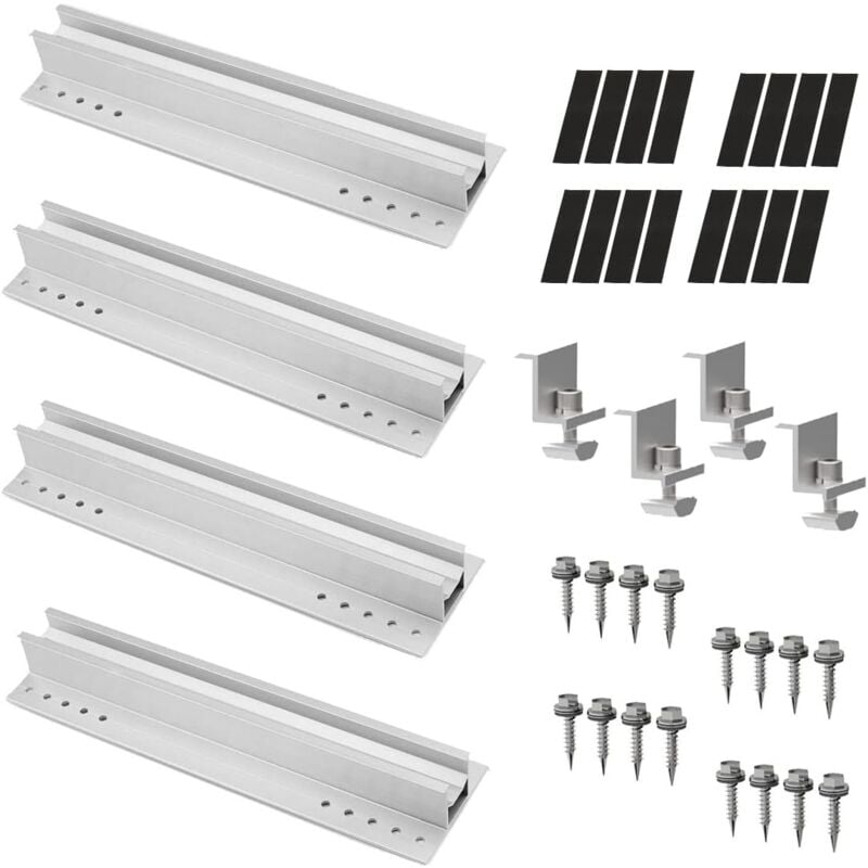 Ej.life - 4 Set 300mm Kit de Support Panneau Solaire, Fixation Panneau Solaire en Aluminium, Support Photovoltaïque pour Balcon, Plante Électrique,