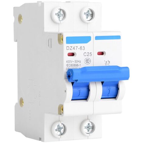 Ej.Life 400V AC Miniatur-Leistungsschalter DZ47-63 Pneumatischer Schalter Auslaufschutz AC 2P 25A