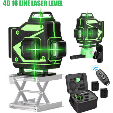 Ej.Life 4D Laser Level 4x360° selbstnivellierend, 3D grüner selbstnivellierender Baustellenlaser, 2400 mAh wiederaufladbare Batterien, horizontale und vertikale grüne Laserlinie mit Fernbedienung