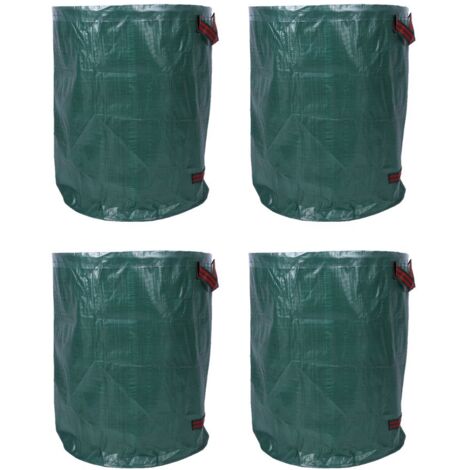 Ej.Life 4er Set Gartensack, 120L Gartenabfallsack aus robustem Wasserdichtes Polypropylen-Gewebe (PP) - Selbststehend und Faltbar Laubsäcke A