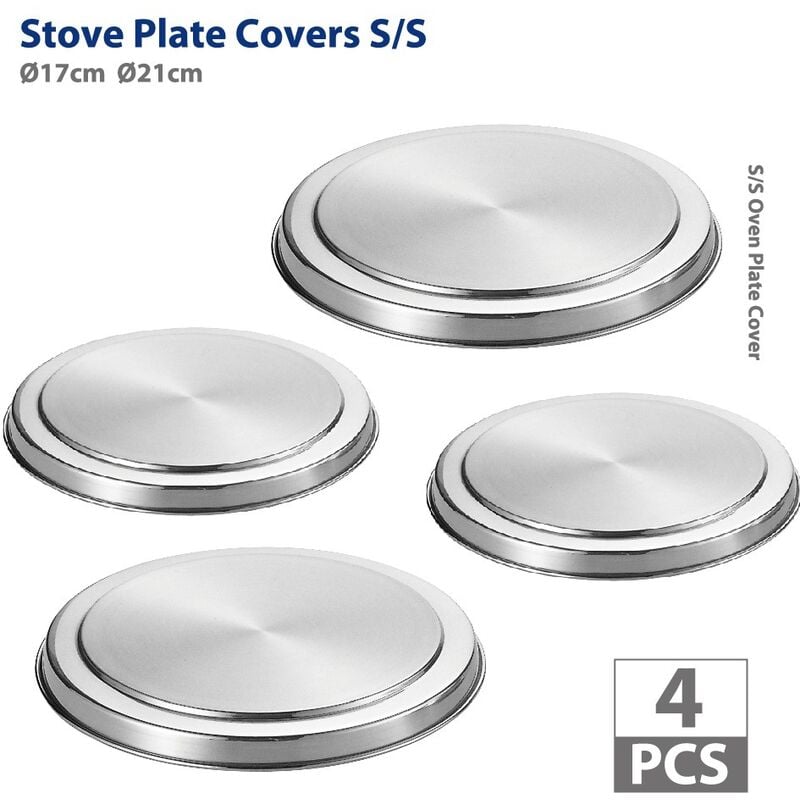 4PCS Couvercle de cuisinière Caches de Protection pour Plaques de Cuisson Couvercles de Poêles Cache-Plaques Electrique en Acier Inox Comme de