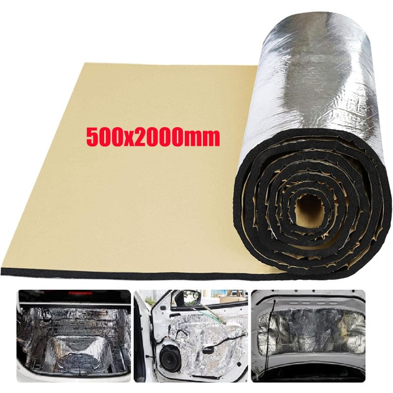 500x2000mm Tapis de voiture isolant 6 mm, isolation thermique et sonore, modération du bruit acoustique du moteur, imperméable, protection contre