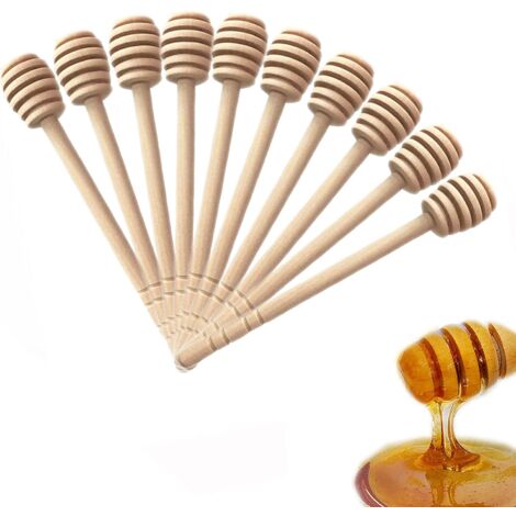 Ej.Life 50pcs Cuillères à Miel en Bois Portable Bâton Miel Batonnet Miel(15cm)