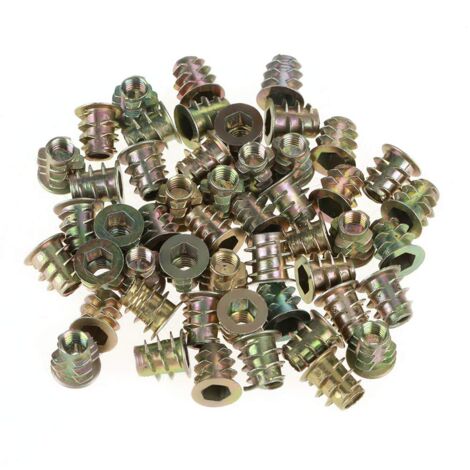Ej.Life 50Pcs Muttern Typ Gewinde Sechskant-Antriebskopf M5  10mm Zinklegierung Draht Möbel Innensechskantschraube für Holzeinsatz Sortiment Kit