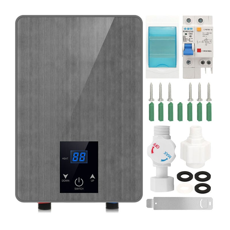 Ej.life - 5.5KW 220V Chauffe-eau électriques Mini Chauffe-eau Instantané avec Affichage de led pour Cuisine et Salle de Bain, Chauffage Rapide