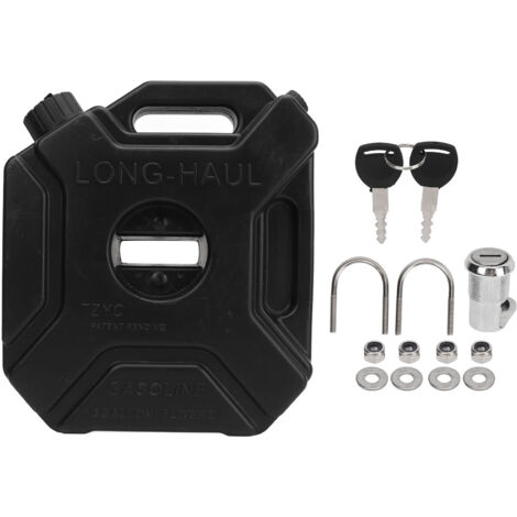 Ej.Life 5L 1,3 Gallonen Gaskanister Heizöl Benzin Vorratsdosen Schwarz Notfall-Backup-Tank für Auto Motorrad UTV ATV Dirt Bike mit Halterung