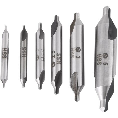 Ej.Life 60 Grad HSS Zentrierbohrer Set Bohrer Zentrierbohrer Senker Anbohrer 6 stücke 1/1.5/2 / 2.5/3 / 5mm für Metall