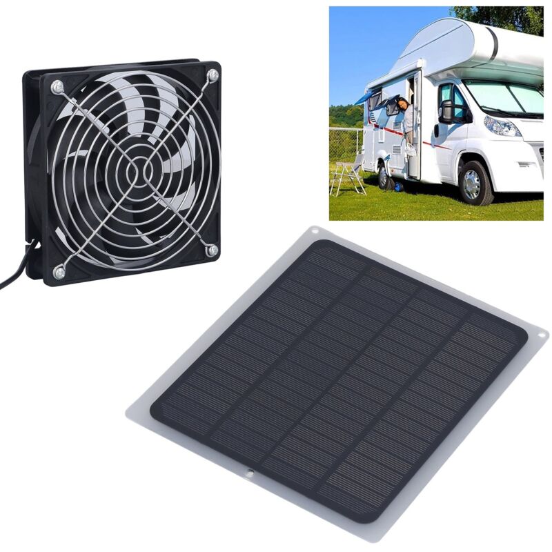 Ventilateur Solaire 6W pour Poulailler/Serre - Alimentation Panneau Solaire - Résistant aux Intempéries - Ej.life