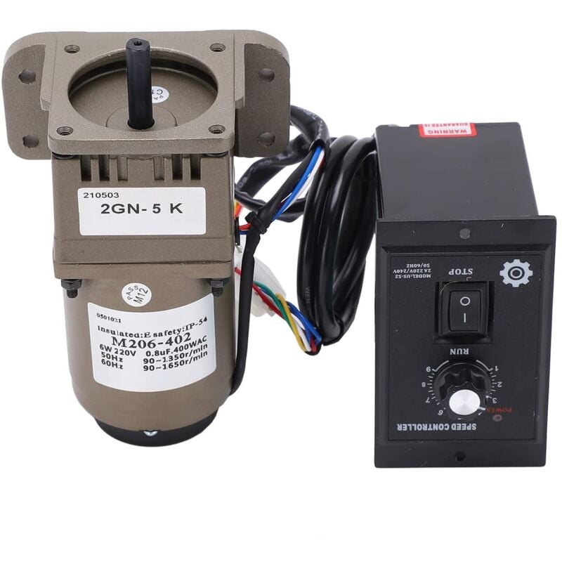 Ej.life - 6W Motoréducteur électrique, ac 220V Moteur à engrenages asynchrone monophasé Vitesse réglable de décélération(5K)