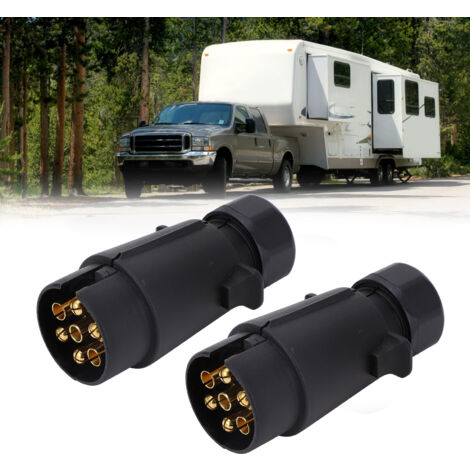 Ej.Life 7-poliger Anhängerstecker, Feste Befestigung, Zuverlässiger Runder Verkabelungsstecker für Fahrzeug, Wohnmobil, Boot, 12 V, 24 V, Einfache Installation, Vielseitige Anwendung