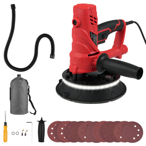 EJ.Life 850W Ponceuse murale pour cloisons sèches, Moteur électrique 1500-2600TR/MIN, ponceuse à disque avec 6 vitesses variables, compris tuyau d'aspiration, sac à poussière, 12 papiers abrasifs