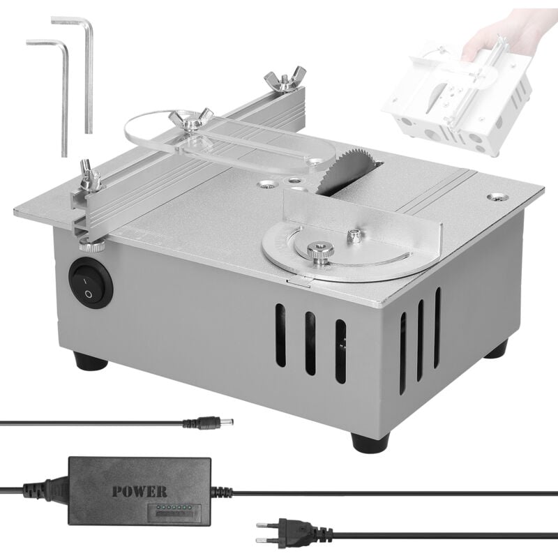 Ej.life - 96W Mini Scie Circulaire de Table, Scie Circulaire Sur Table 9000 rpm Angle Réglable Profondeur de Coupe de 15mm, Banc de Scie