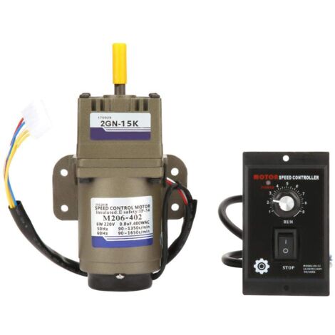 Ej.Life AC 220V 6W Einphasen-Asynchrongetriebemotor Verzögerung Einstellbarer Drehzahlminderungsmotor Stufenlose Drehzahl Umkehrdrehzahlmotor(15K) A