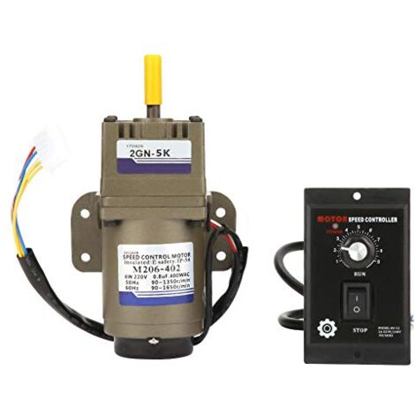 Ej.Life AC 220V 6W Einphasen-Asynchrongetriebemotor Verzögerung Einstellbarer Drehzahlminderungsmotor Stufenlose Drehzahl Umkehrdrehzahlmotor(5K)