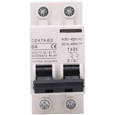 Ej.Life AC DC Leitungsschutzschalter 2P 6A 400V Trennschalter DIN-Schienenmontage für Solar-PV-Anlage DZ47X 63