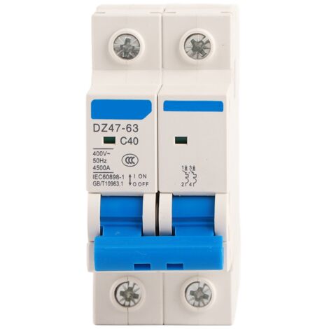 Ej.Life AC-Trennschalter Niederspannung 400V 2P DIN-Schieneninstallation DZ47-63 Offener Leistungsschalter für Solarenergie-Kombinationsboxen(40A)