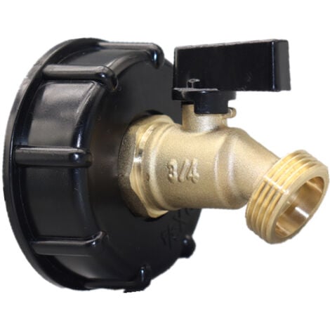 Ej.Life Adaptateur Réservoir Eau IBC 275-330L - Raccord Étanche G3/4 - Vanne Laiton pour Tuyau Arrosage/Jardin