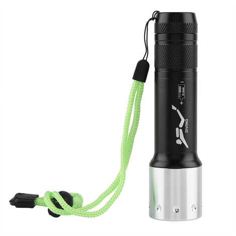 Ej.Life Alliage d'aluminium Portable T6 LED Lampe de poche de plongée étanche Torche Extérieure 3 Modes Réglable