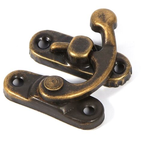 Ej.Life Antike Dekorative Haspe, Haofy 12 Paar Links/Rechts Latch Hook, Vintage Bronze Ornamente Schlösser für Holzkiste, Möbel, Schrank, Schmuck Box und Schmuckkästchen, mit 48 Schrauben (Links)