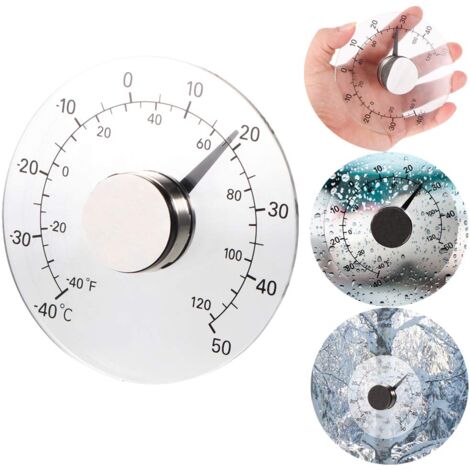 Ej.Life Außenthermometer, Selbstklebend, Transparent, Wasserdicht, Tür- und Fenster-Temperaturmessgerät für Bauernhof, Zuhause, Tragbar und Praktisch