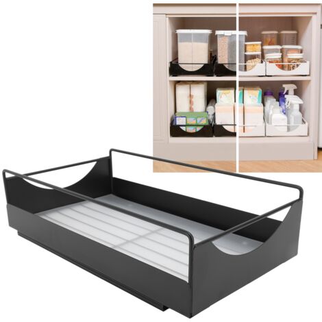 Ej.Life Ausziehbarer Schrank-Organizer, Robuste, Leichtgängige, Geräuschlose Speisekammerregale für Badezimmer-Garderobe (BLACK)