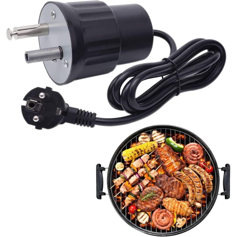 Ej.life - bbq Moteur Tourne Broche de Barbecue Moteur Eléctrique Camping en Aluminium Kit Rôtissoire Barbecue Charge Pique-nique Accessoires