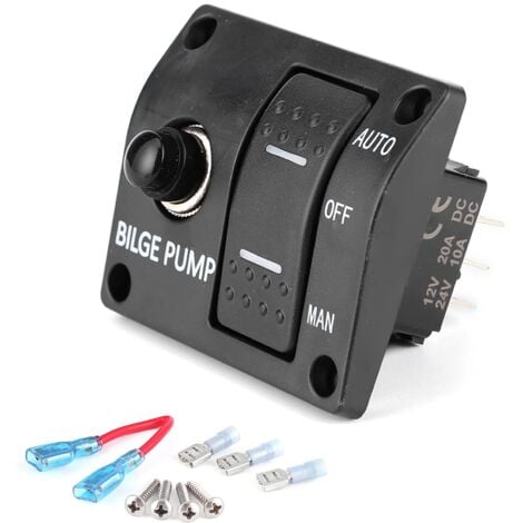 Ej.Life bilgepumpe schalter,Bilgepumpe Schalter,Bilgenpumpe 12V Automatisch,Bilgenpumpe 3-Wege-Schalttafel,3-Wege-Bilgenpumpen-Schalttafel Auto/Aus/Manuell 12 V 24 V Mit Led-Anzeige Eingebauter 15-A-L