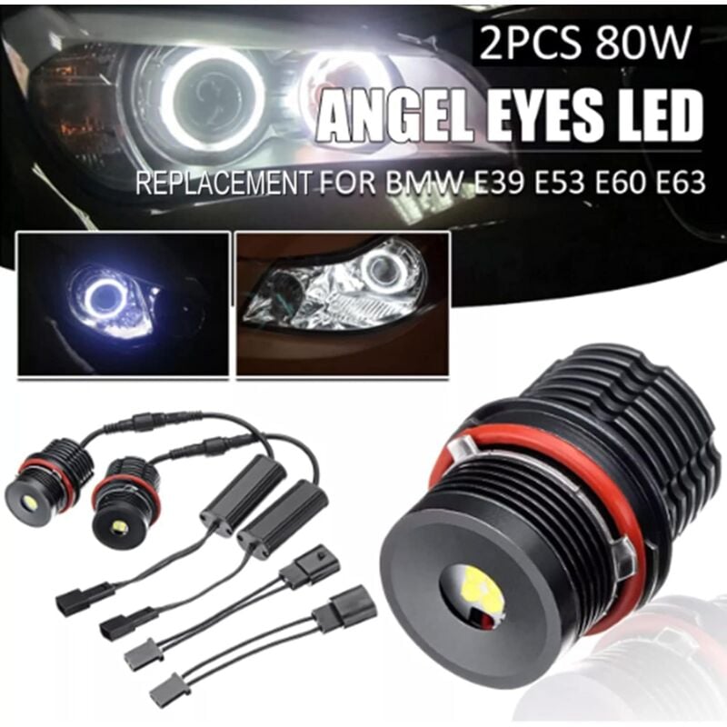 Ej.life - Blanc haute puissance 6500 k 40 W/pcs led Angel Eyes Halo anneau marqueur ampoule de remplacement pour bmw E39 E53 E60 E63