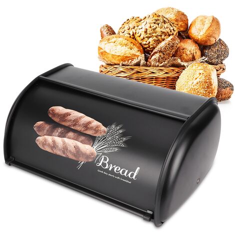 Ej.Life – Boîte à pain en acier inoxydable 34x23x14,5 cm – Conteneur de stockage avec couvercle enroulable – Organisateur de cuisine élégant