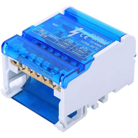 Ej.Life – Boîte de distribution bornier 4 niveaux 407 – 4 entrées 24 sorties – Courant 125A – Tension 500V – Boîtier ignifuge transparent
