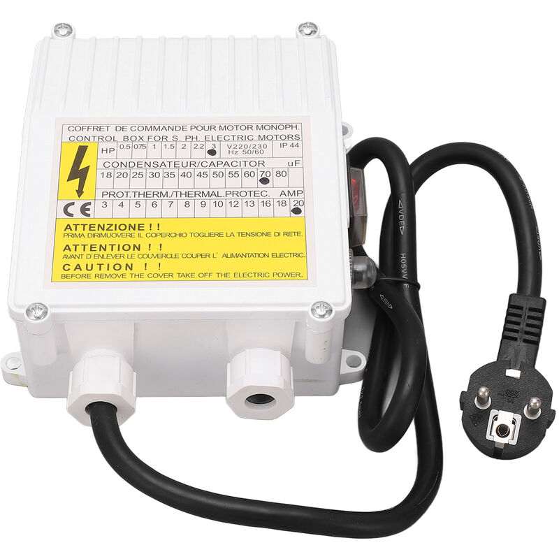 Ej.life - Bote de commande de pompe de puits profond, contrleur de commutateur Submersible domestique 3,0hp 2,2kw 70uf 20A prise ue 220V a